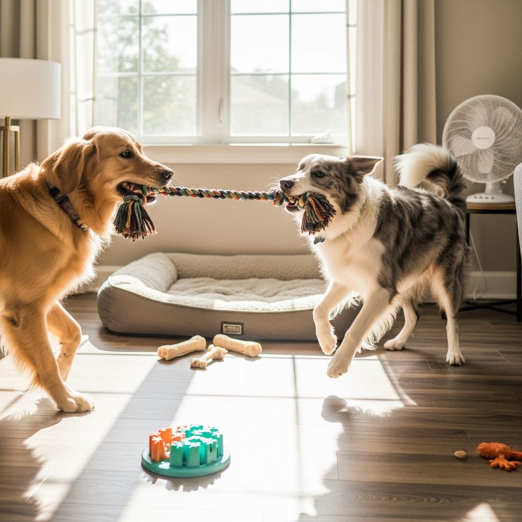 Keep your dog cool and active indoors with fun games designed for hot summer days.