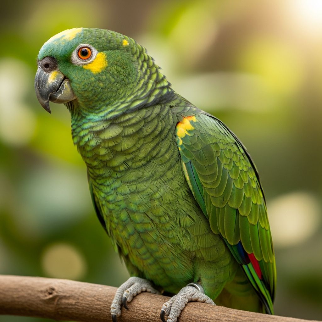 Complete guide to Amazon parrot care, personality traits, diet, and breeding information.