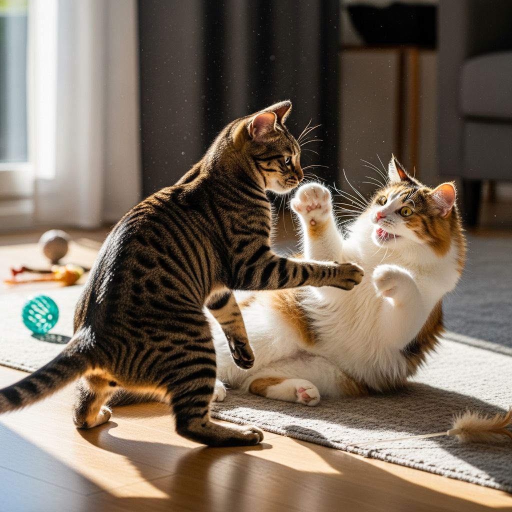 Learn how to distinguish between playful wrestling and serious cat fights with these key behavioral signs.