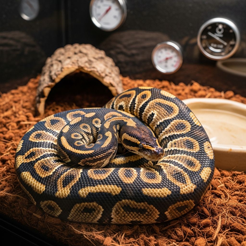 Complete guide to ball python care: habitat setup, temperature, feeding, and health maintenance for beginners.