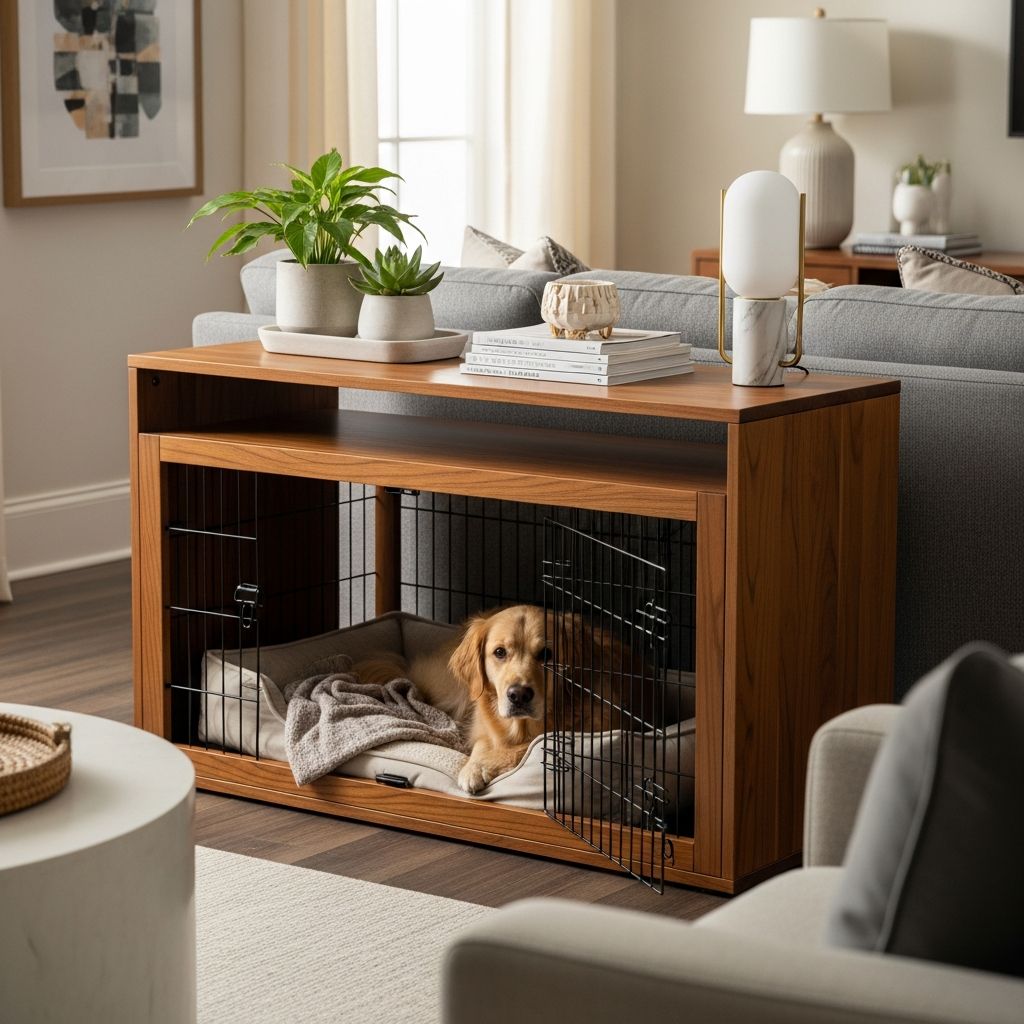 Stylish dog crate furniture that merges design with comfort for your beloved pet.
