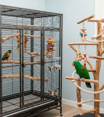 Complete guide to choosing safe, spacious parrot cages and enriched play environments.