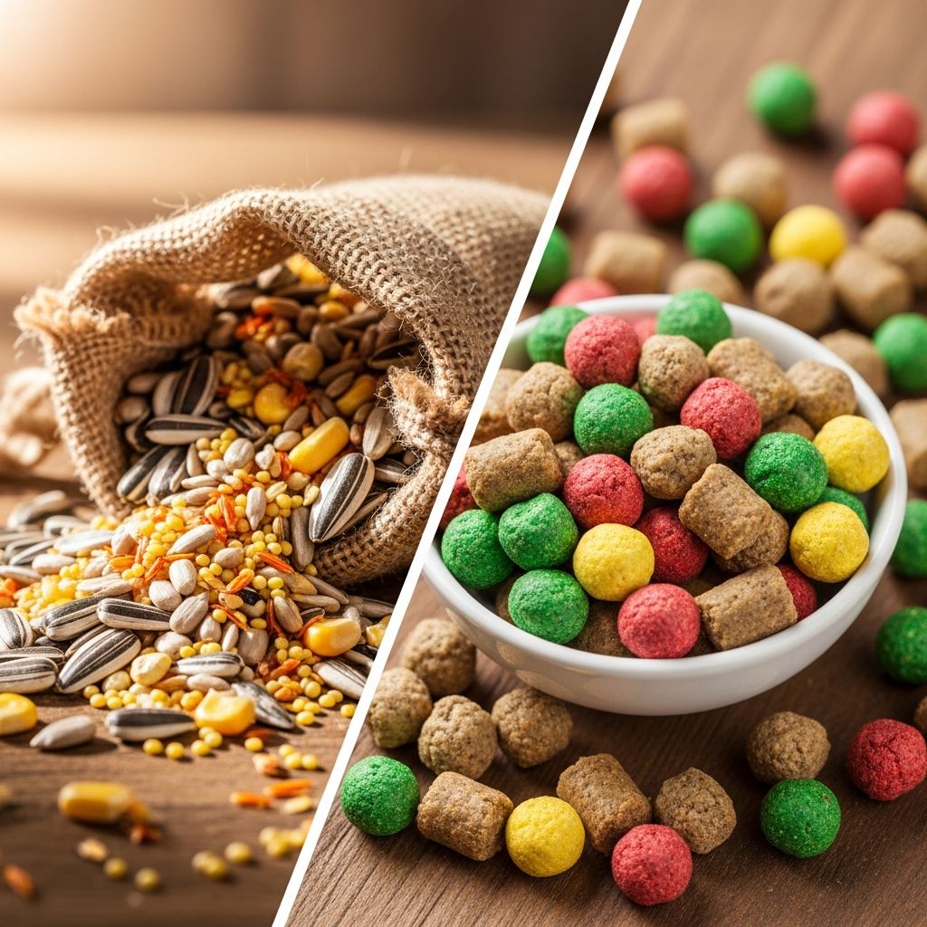 Bird Seeds vs. Pellets: Complete Nutrition Guide Discover the nutritional differences between seeds and pellets for optimal bird health and longevity.