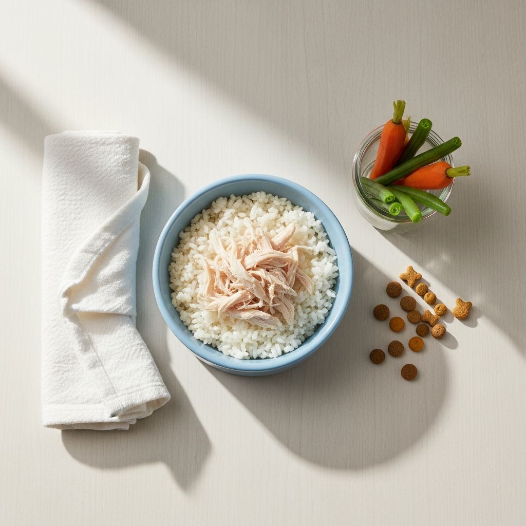 Complete guide to feeding bland diets for pets with digestive issues and upset stomachs.