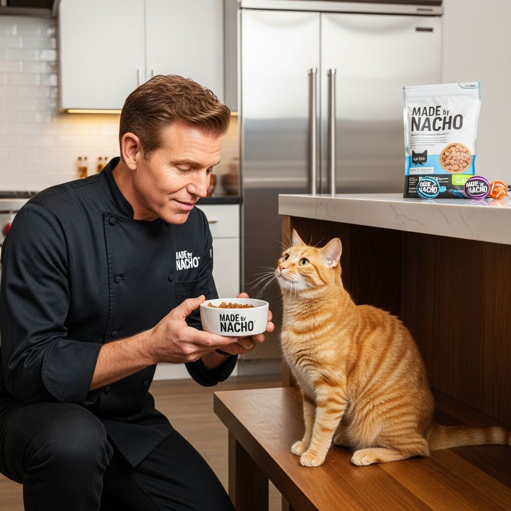 Chef Bobby Flay on Launching His Made by Nacho Cat Food Discover how celebrity chef Bobby Flay created premium cat food inspired by his beloved cats Nacho and Stella.