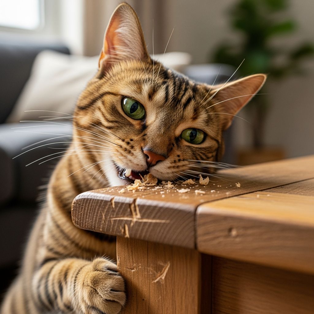 Why Your Cat Is Biting Wood Furniture: Causes & Solutions Understand why your cat bites wood furniture and discover proven strategies to stop destructive chewing behavior.