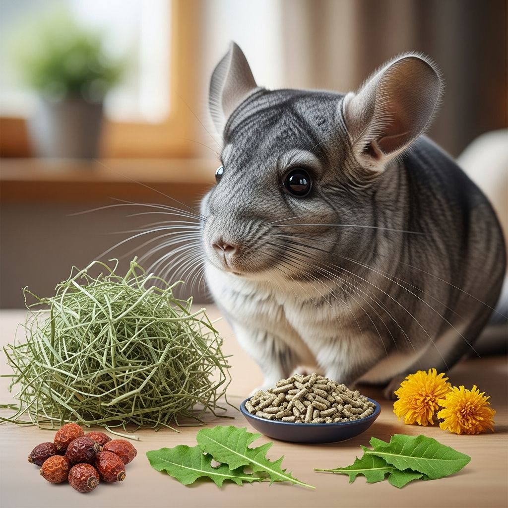 Chinchilla Nutrition: What to Feed Your Chinchilla Complete guide to feeding your chinchilla: hay, pellets, produce, and hydration needs.