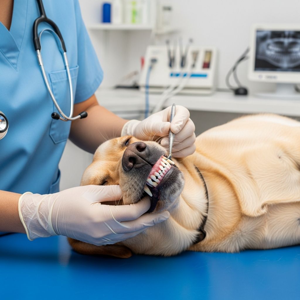 Professional dental cleaning for dogs removes tartar and plaque to prevent periodontal disease and improve oral health.