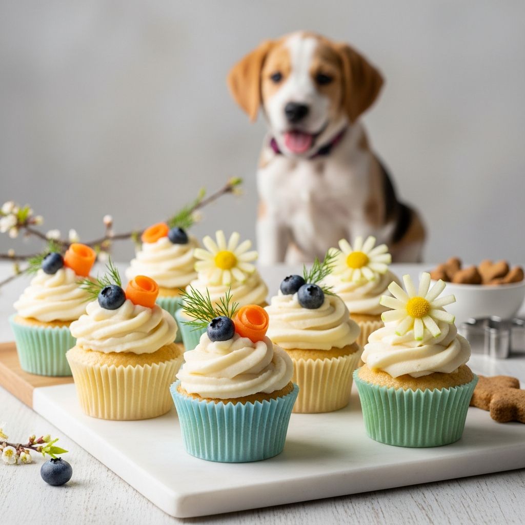 Springtime Pup-Cakes: Easy Dog Cupcake Recipe Create delicious pastel-hued springtime cupcakes for your furry friend with this simple, vet-approved recipe.
