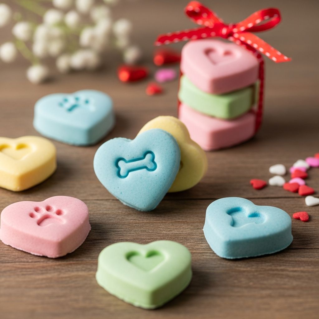 Create colorful, dog-friendly Valentine's treats with natural ingredients your pup will love.