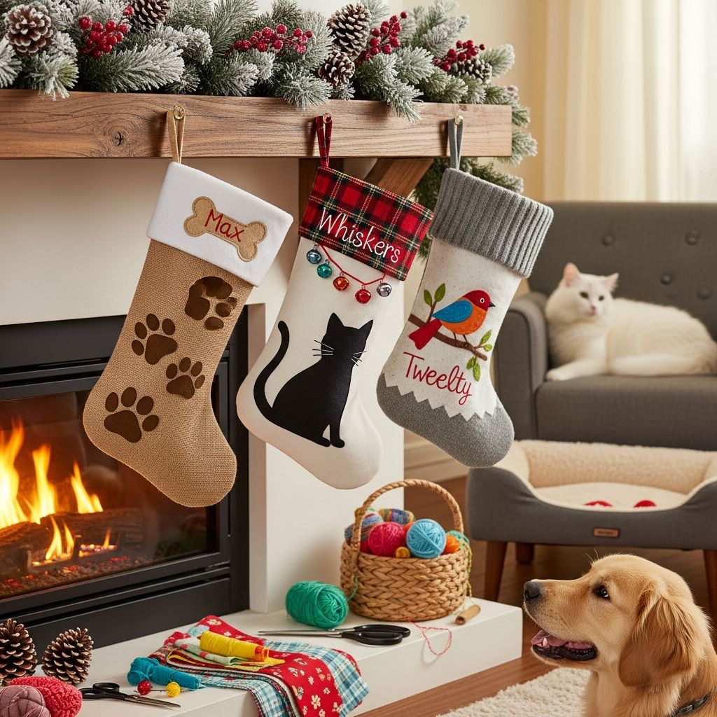 DIY Pet Christmas Stockings: Fast & Easy Projects Create personalized Christmas stockings for your pets with free templates and simple instructions.