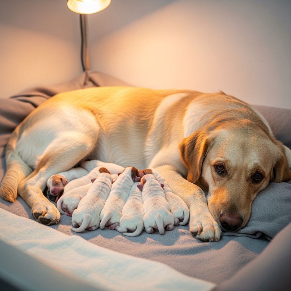 Complete guide to caring for newborn puppies from birth through weaning process.