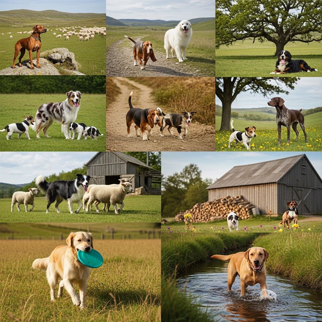 Discover the best dog breeds for rural life with excellent working abilities and outdoor skills.