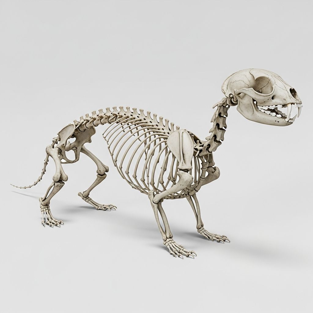 Discover the unique anatomy of ferret bones and their flexible spine structure.