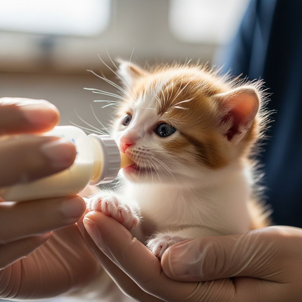 Essential guide to bottle-feeding and caring for orphaned kittens from birth to weaning.