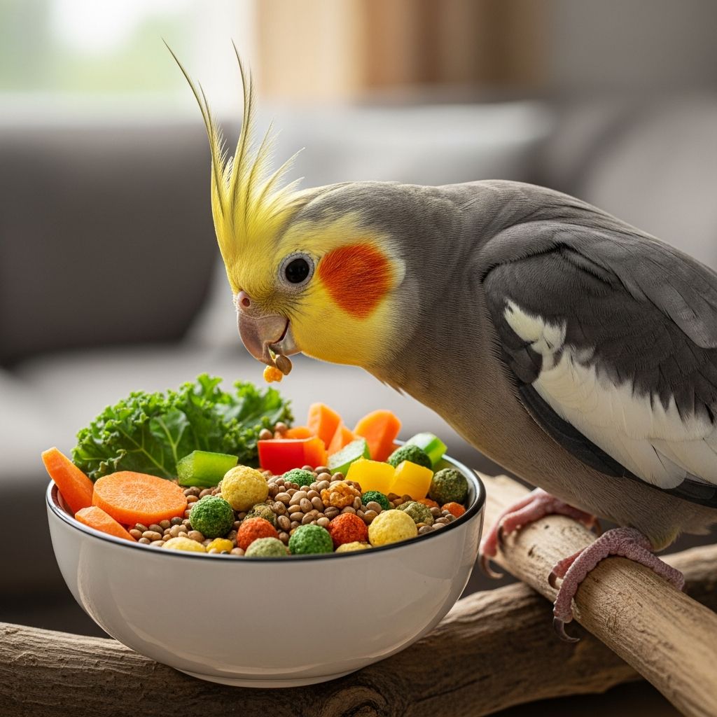 Feeding Pet Cockatiels: Complete Nutrition Guide Learn the essential guidelines for feeding your pet cockatiel a balanced, nutritious diet.