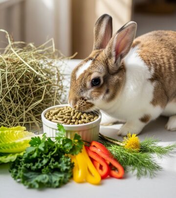 Learn how to feed your rabbit properly with hay, vegetables, pellets, and water for optimal health.