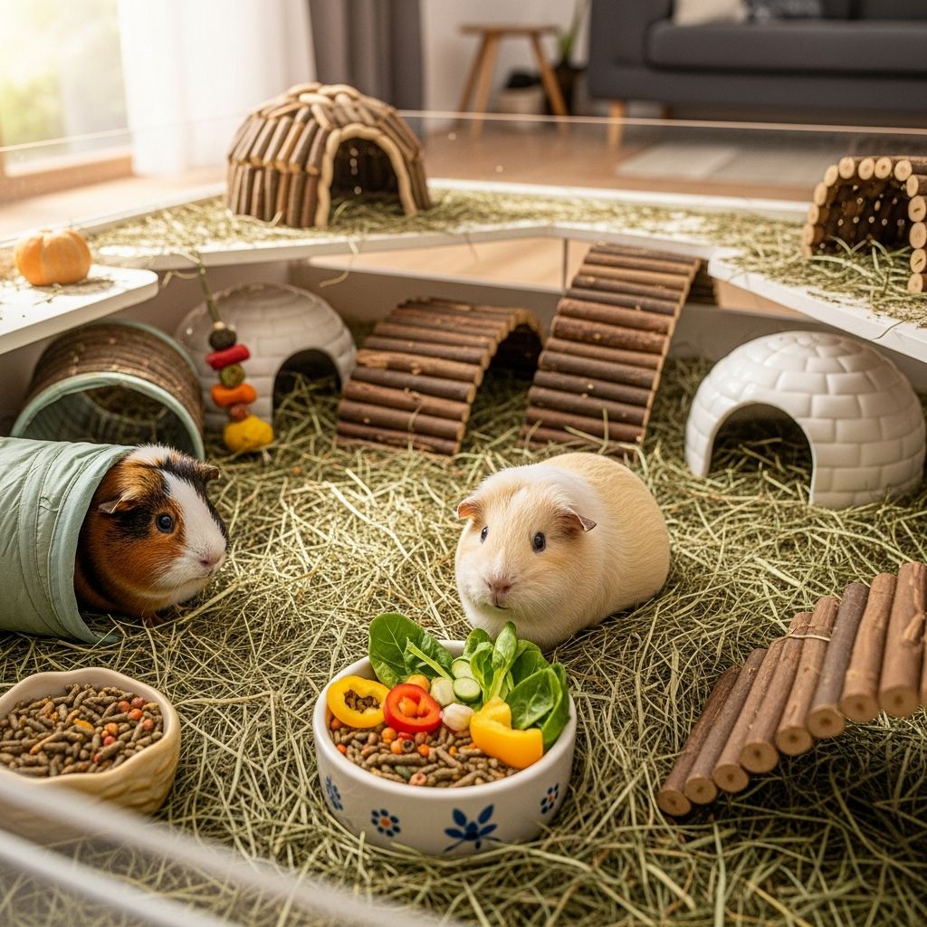Learn how to create the perfect home for your guinea pigs with our comprehensive housing and care guide.