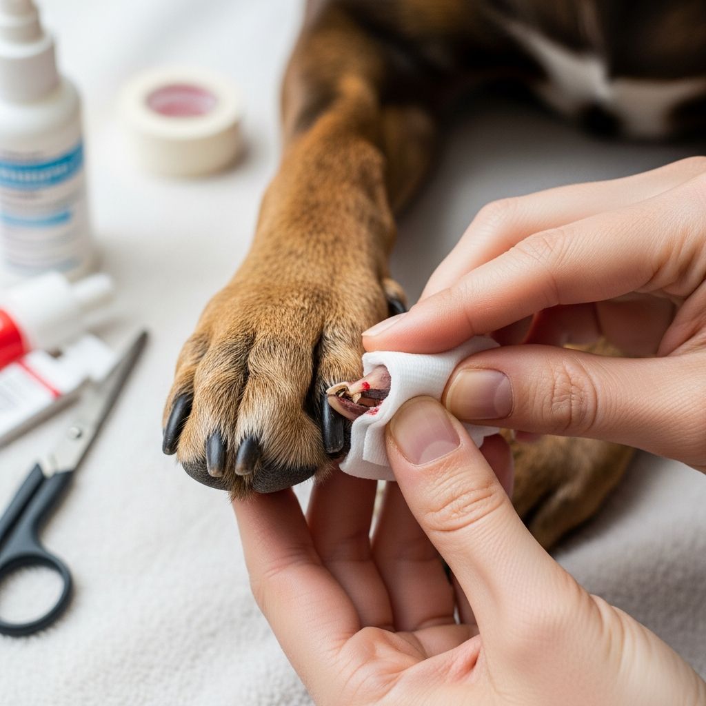 Learn essential first aid steps to safely treat your dog's broken nail at home.