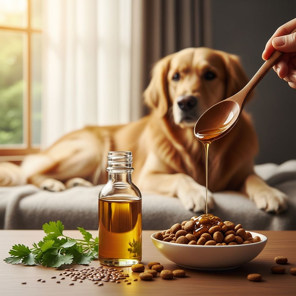 Complete guide to flaxseed oil for dogs: health benefits, proper dosing, and safety considerations.