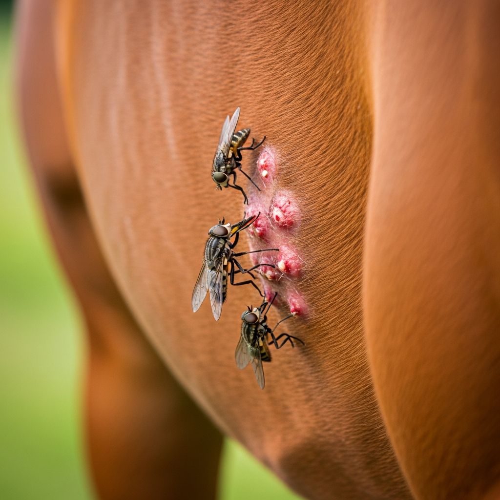 Complete guide to understanding, treating, and preventing fly bites on horses.