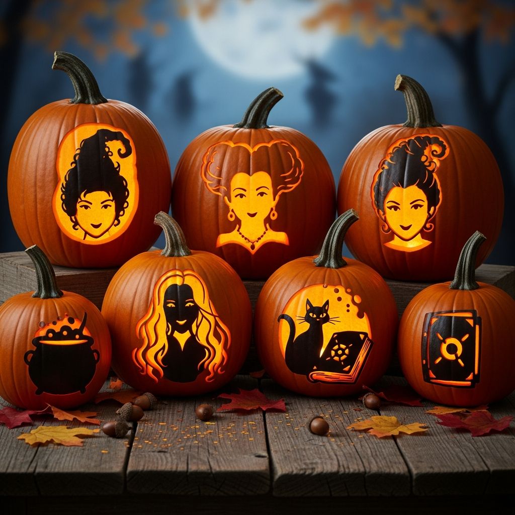 8 Hocus Pocus Pumpkin Stencils for Spellbinding Carving Master eight free Hocus Pocus pumpkin carving stencils featuring Binx, the Sanderson Sisters, and iconic quotes.