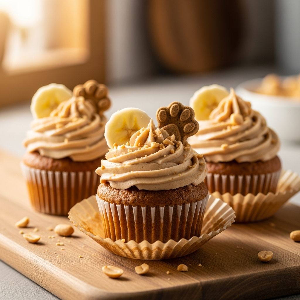 Homemade Peanut Butter Banana Dog Cupcakes Delight your furry friend with wholesome homemade peanut butter banana dog cupcakes.