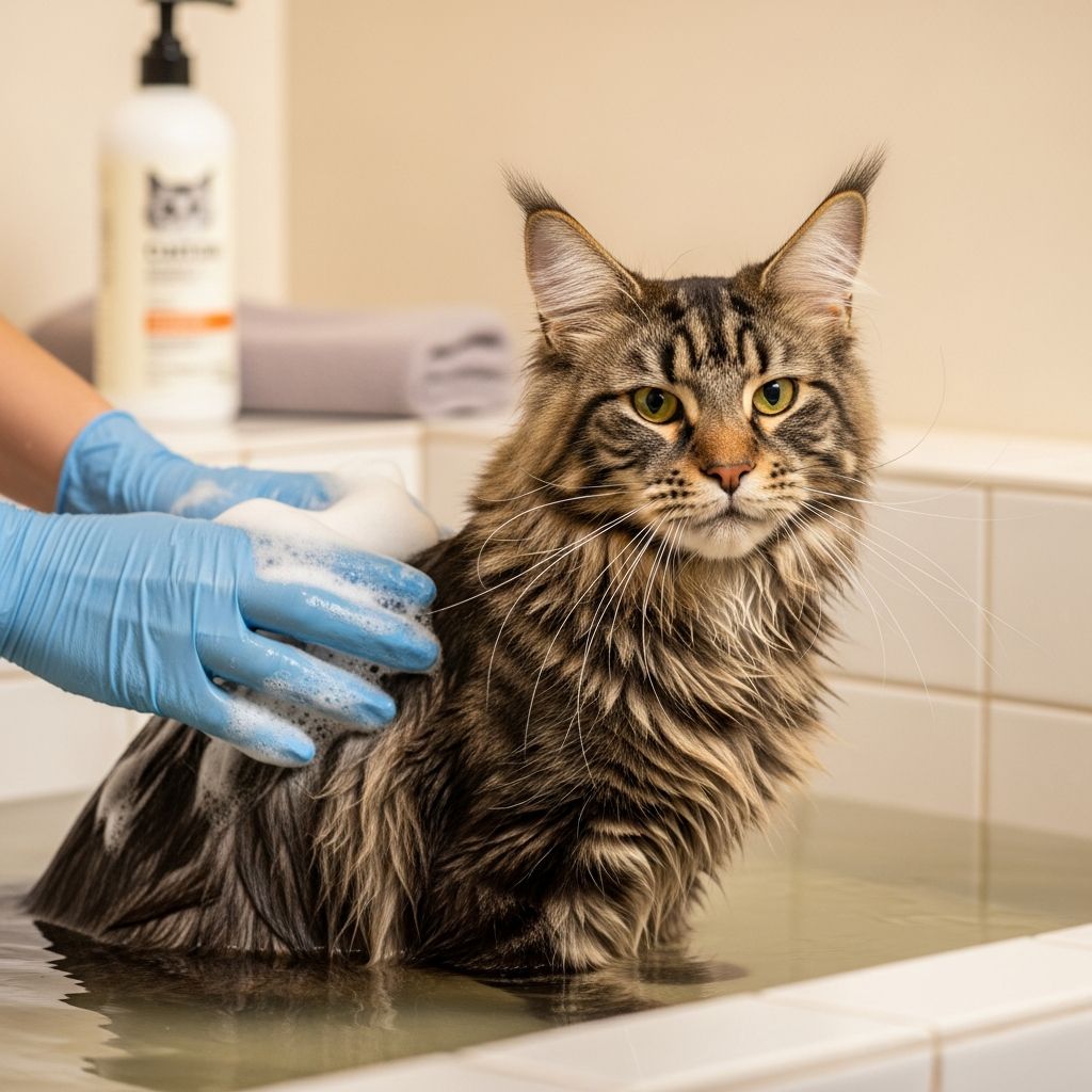 How to Bathe Cats with Medicated Shampoo Complete guide to safely bathing your cat with medicated shampoo for skin conditions.