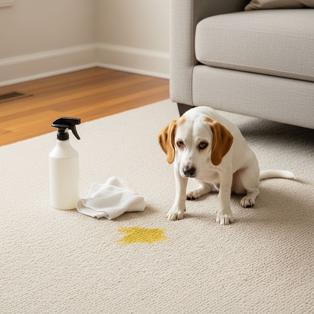 Complete guide to removing dog urine stains and odors from home surfaces effectively.