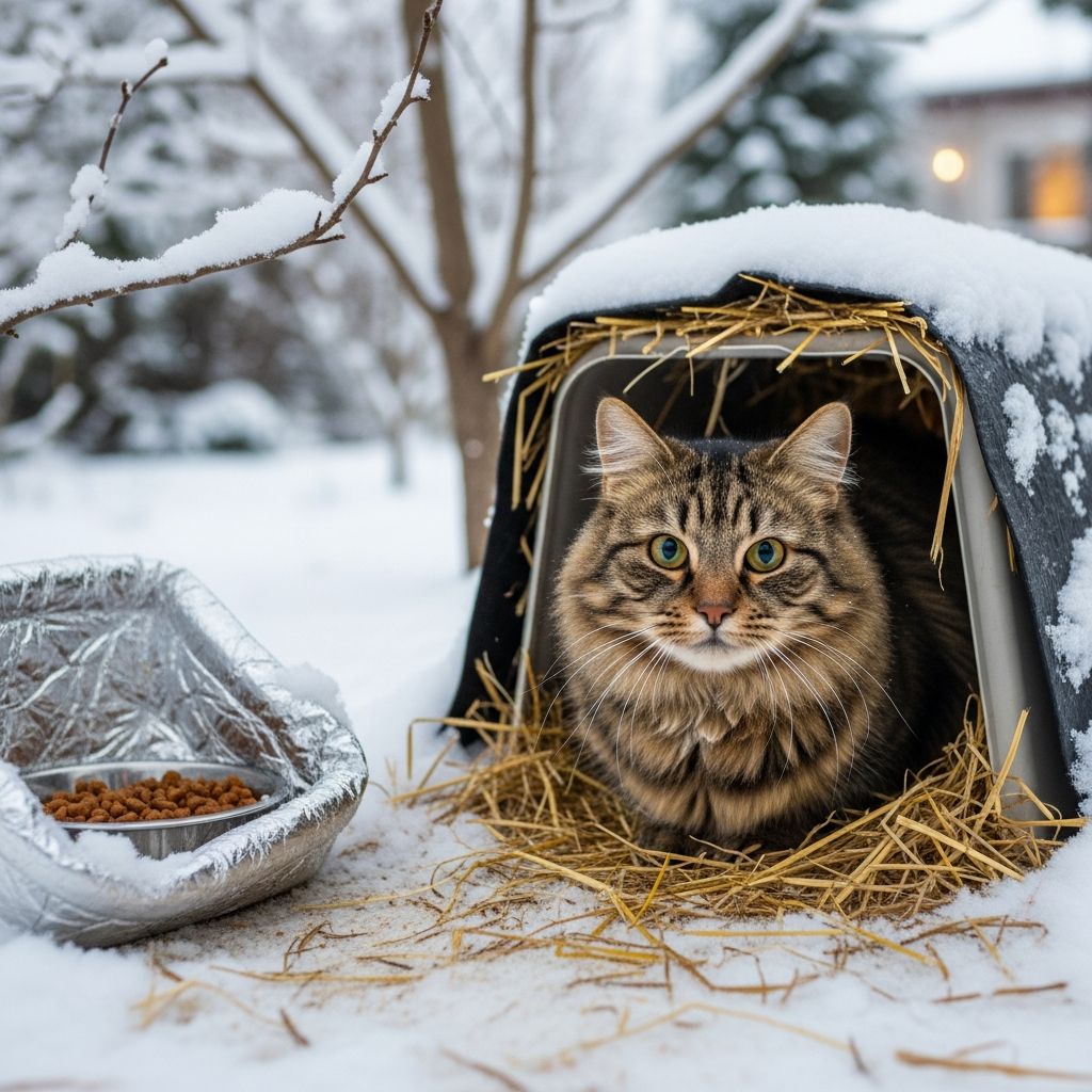 Essential tips for building shelters, feeding, and protecting community cats during cold winter months.