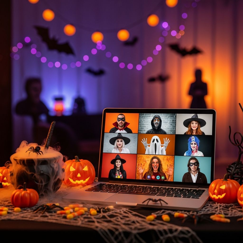 Celebrate Halloween virtually with creative ideas for decorating, costumes, games, and pet-friendly festivities.