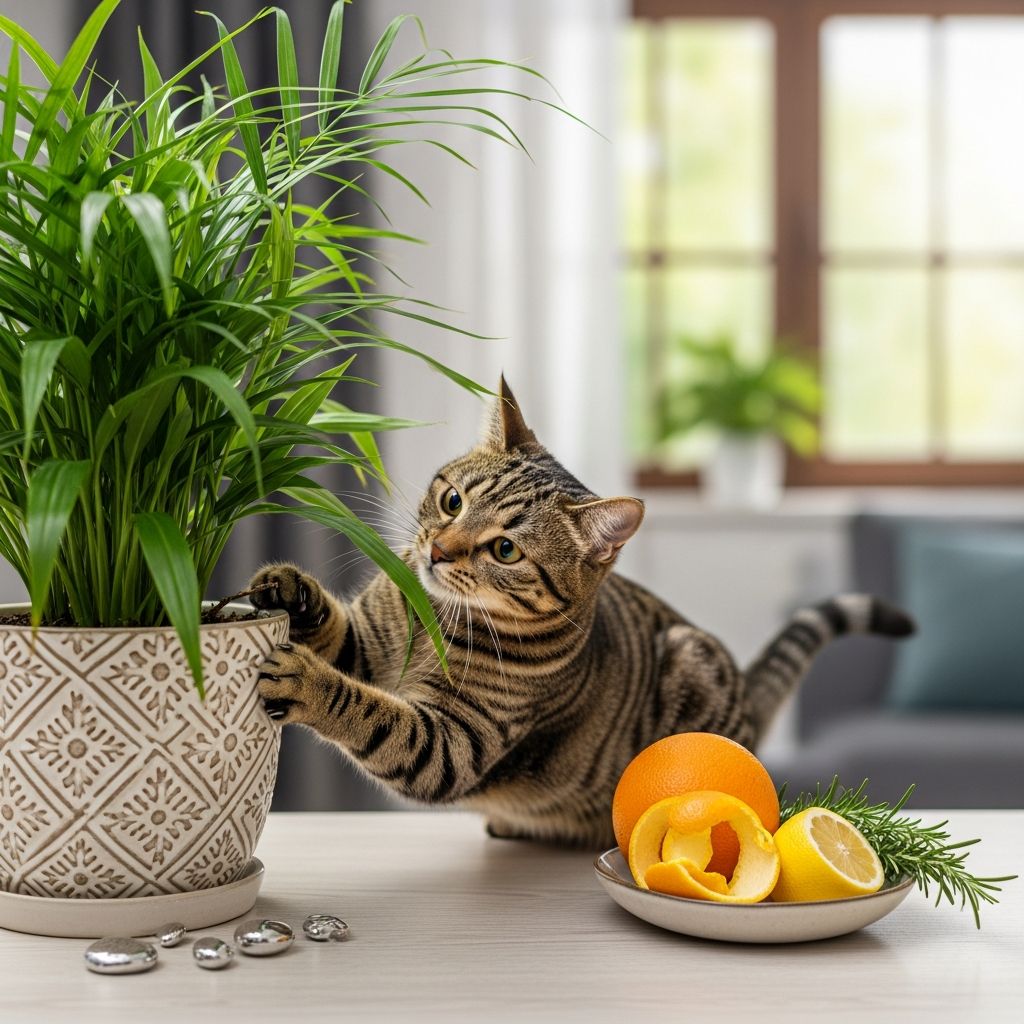 Protect your houseplants from curious cats with proven deterrents and training methods.