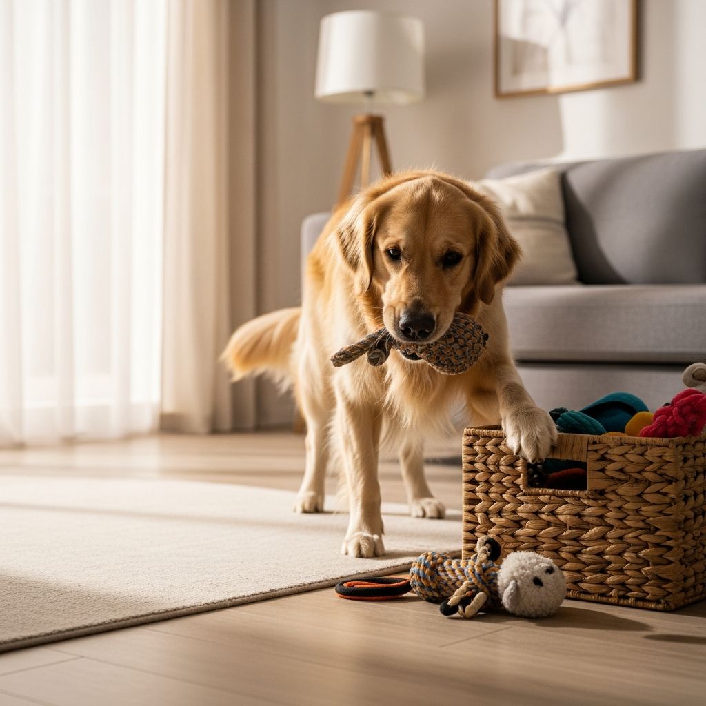 How to Teach Your Dog to Put Away His Toys Master this impressive trick by teaching your dog to drop toys and clean up on command.