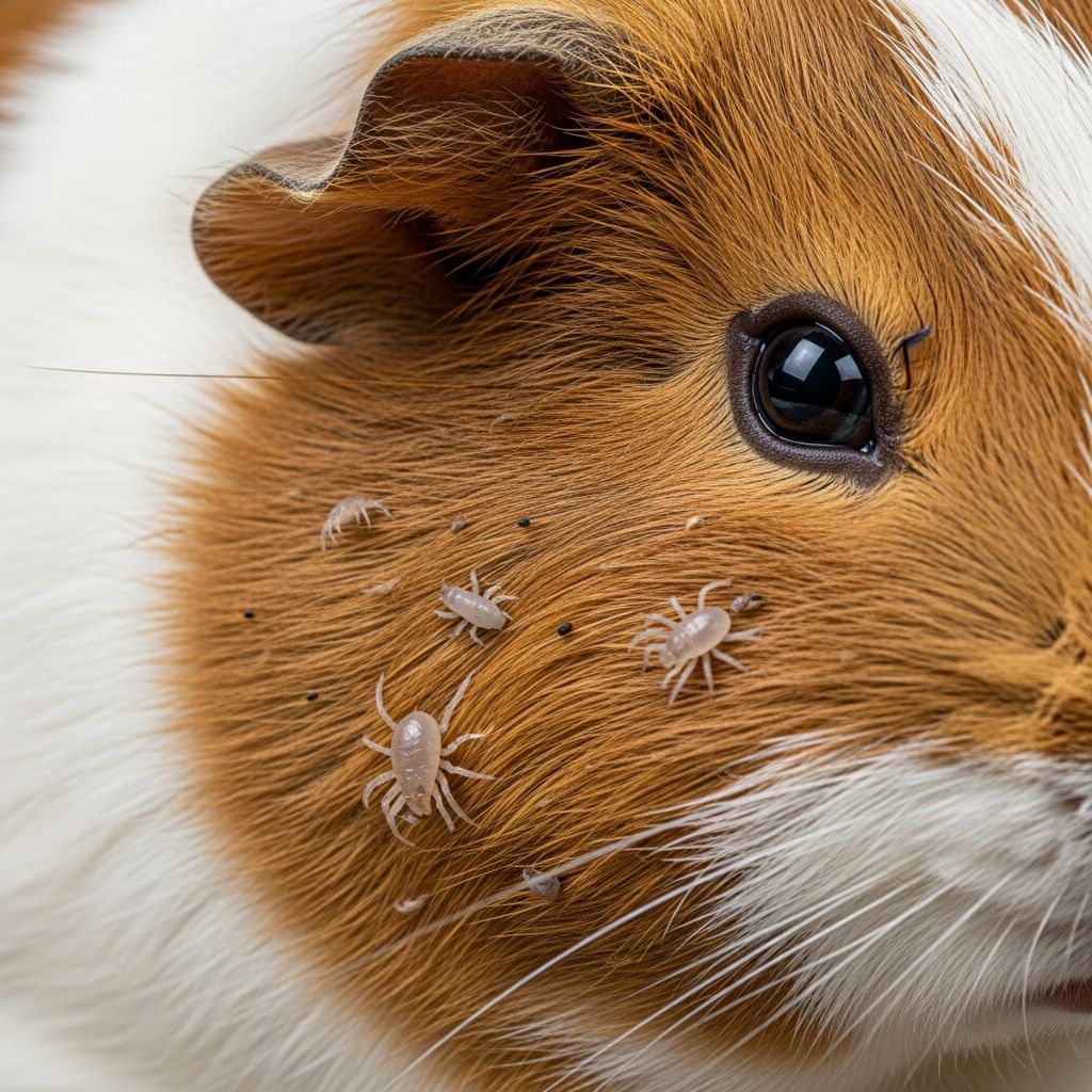 Complete guide to identifying, treating, and preventing mites and lice in guinea pigs.