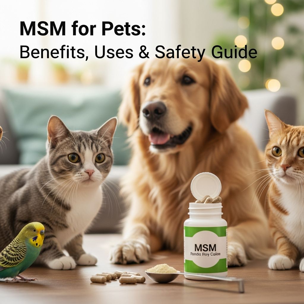 MSM for Pets: Benefits, Uses & Safety Guide Complete guide to MSM supplementation for pets: dosage, benefits, and safety information.