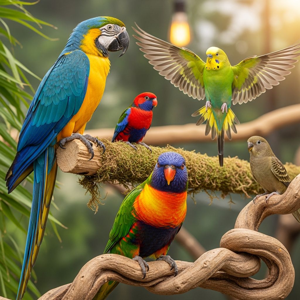 Discover vibrant multi-colored birds perfect for your avian companion.