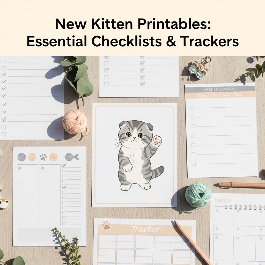 Free printable checklists and trackers to help you prepare for your new kitten's arrival and first vet visit.