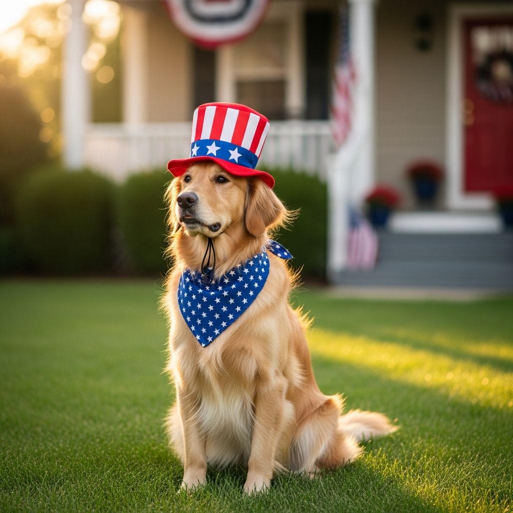 Dress your furry friend in star-spangled style with patriotic dog outfits and accessories for the Fourth of July.