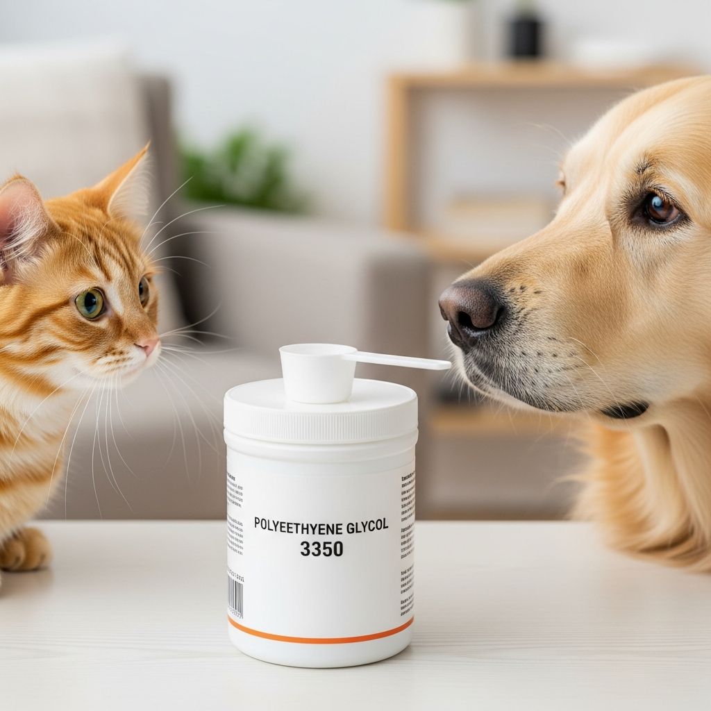 Polyethylene Glycol 3350 for Dogs and Cats Complete guide to PEG 3350 (MiraLAX) for treating pet constipation safely and effectively.