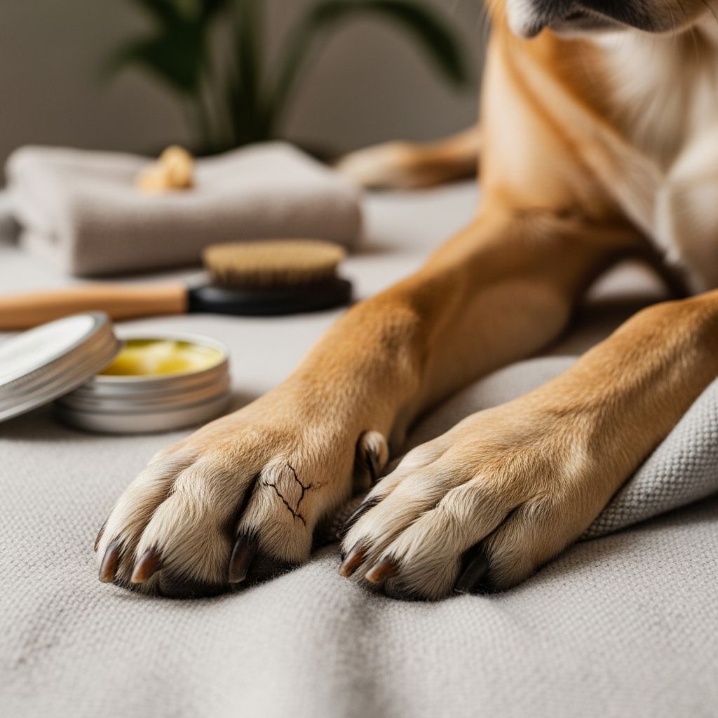 Complete guide to treating and preventing cracked paw pads in dogs.