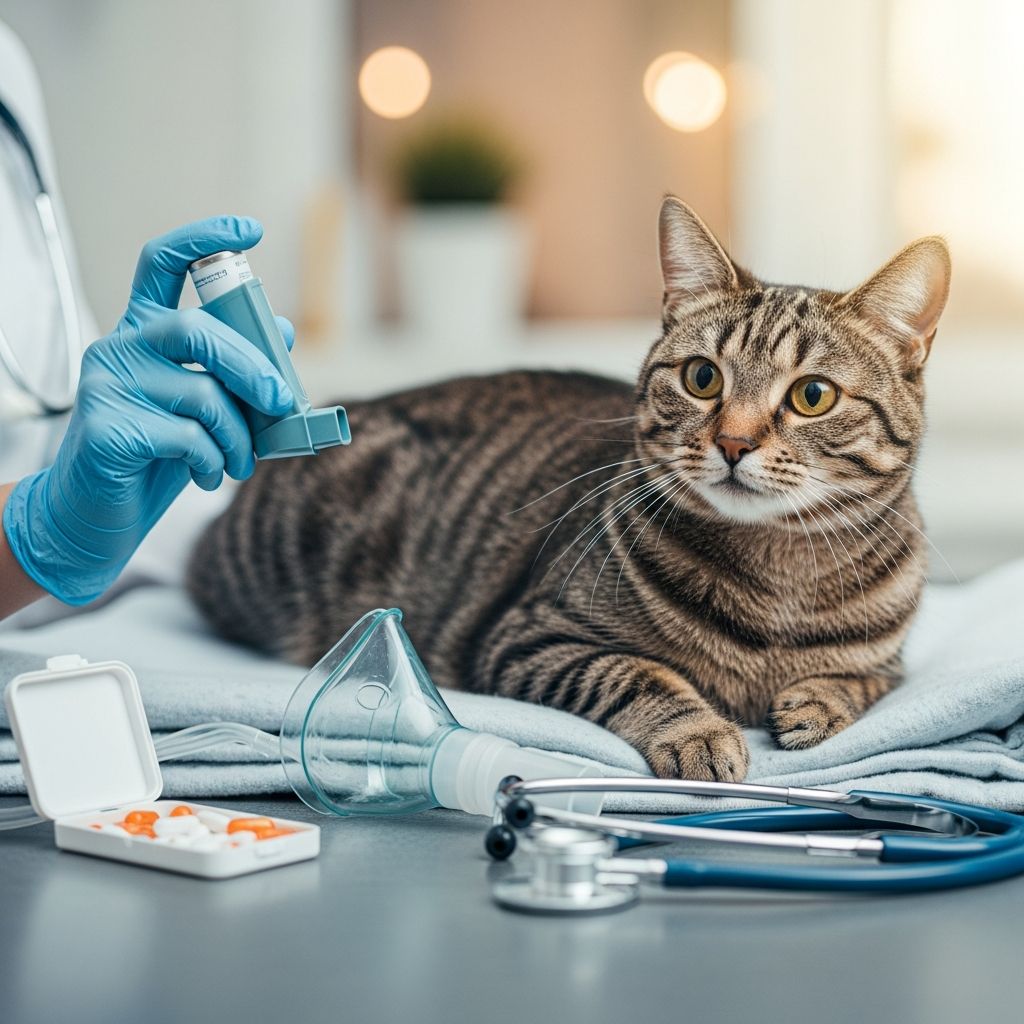 Treatment Instructions for Asthma and Bronchitis in Cats Complete guide to managing feline asthma and bronchitis with medications, inhalers, and environmental controls.