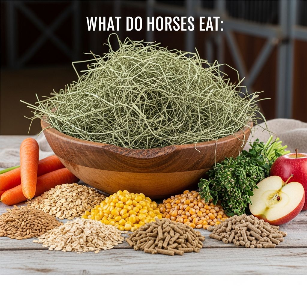 What Do Horses Eat: Complete Nutrition Guide Comprehensive guide to horse nutrition covering forage, grains, supplements, and dietary needs.