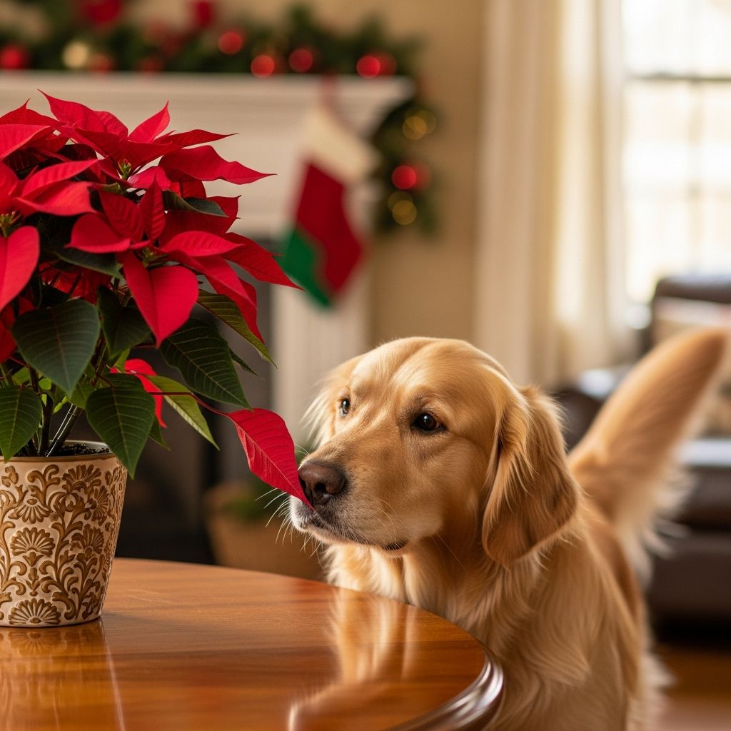 Uncover the truth about poinsettias and dogs: mild risks, symptoms, treatment, and safe holiday plant alternatives for pet parents.