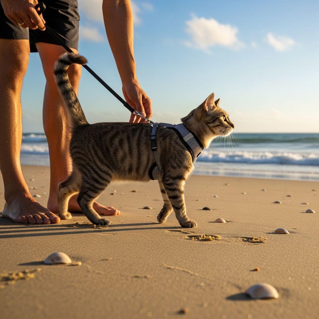 Beach Adventures With Cats: Expert Safety Guide Discover essential strategies for safely bringing your cat to the beach, from harness training to hazard avoidance, for stress-free outings.