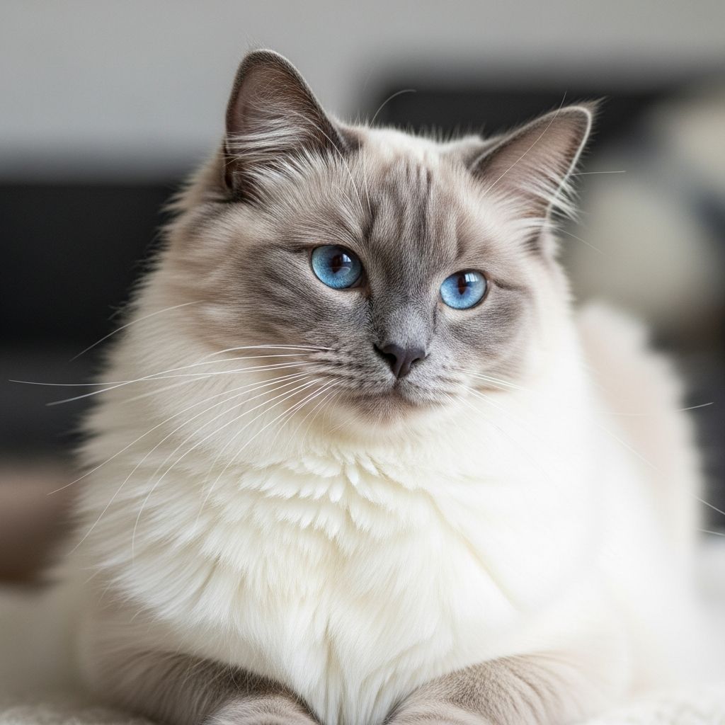 Discover the gentle, affectionate Blue Point Ragdoll: a large, blue-eyed beauty with dog-like loyalty and family-friendly charm.