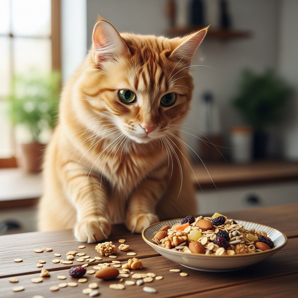 Discover if granola is safe for cats, potential risks from ingredients, and healthier treat alternatives for your feline friend.