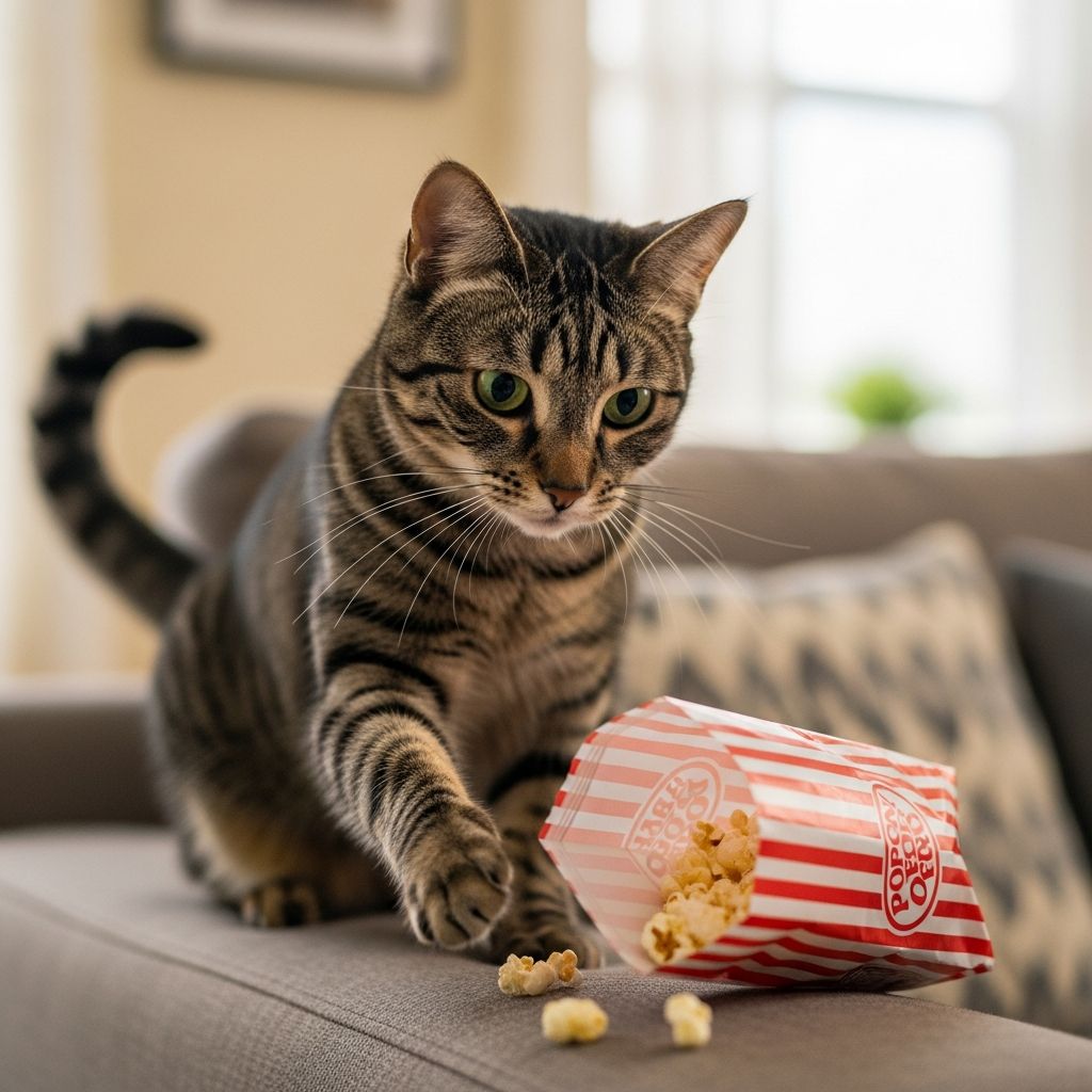 Discover if popcorn is safe for cats, the risks of flavored varieties, and healthier treat alternatives for your feline friend.