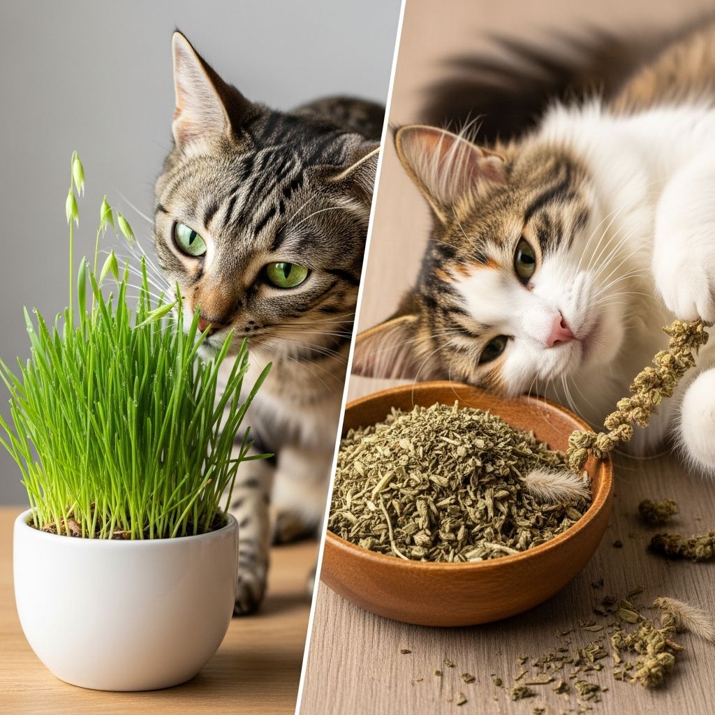 Cat Grass vs. Catnip: Vet-Verified Differences Discover the key differences between cat grass and catnip, their unique benefits for feline health, digestion, and play, and how to safely introduce both to your cat.