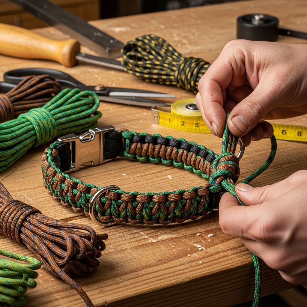 Craft a durable, custom paracord dog collar at home with simple knots and everyday tools for a personalized touch to your pet's gear.