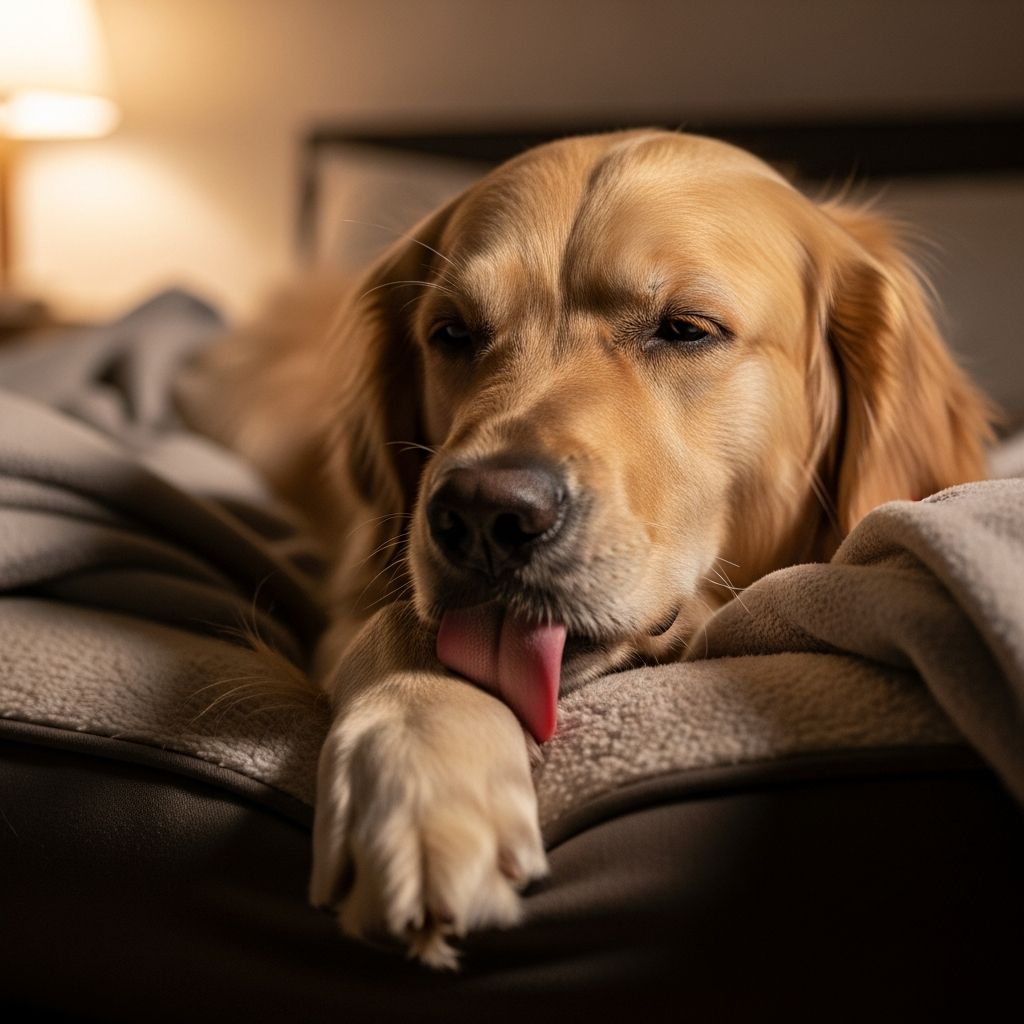Dogs Licking Before Bed: Normal or Concern? Discover why your dog licks itself before sleep, from natural grooming to signs of health issues requiring vet attention.